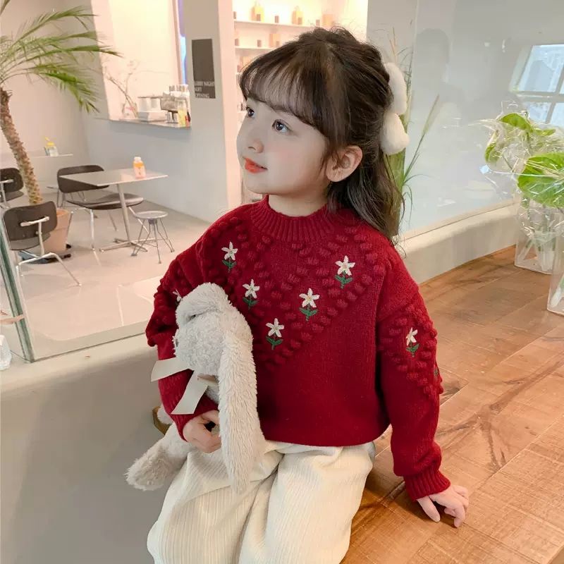 Áo Sweater Dệt Kim Thời Trang Thu Đông Phong Cách Mới Cho Bé Gái