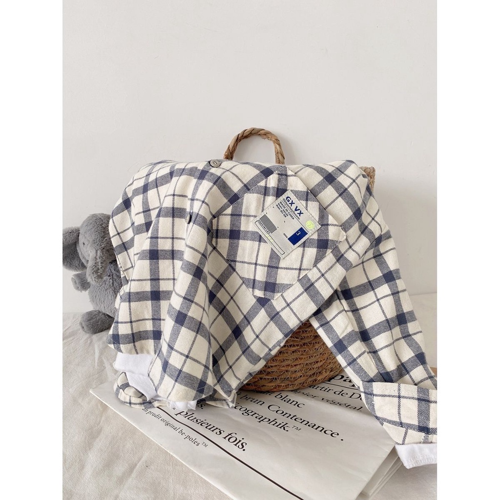 Hàng Mới Về Mới Áo Sơ Mi Dài Tay Họa Tiết Kẻ Ô Phong Cách Mới 2023 Cho Bé Trai