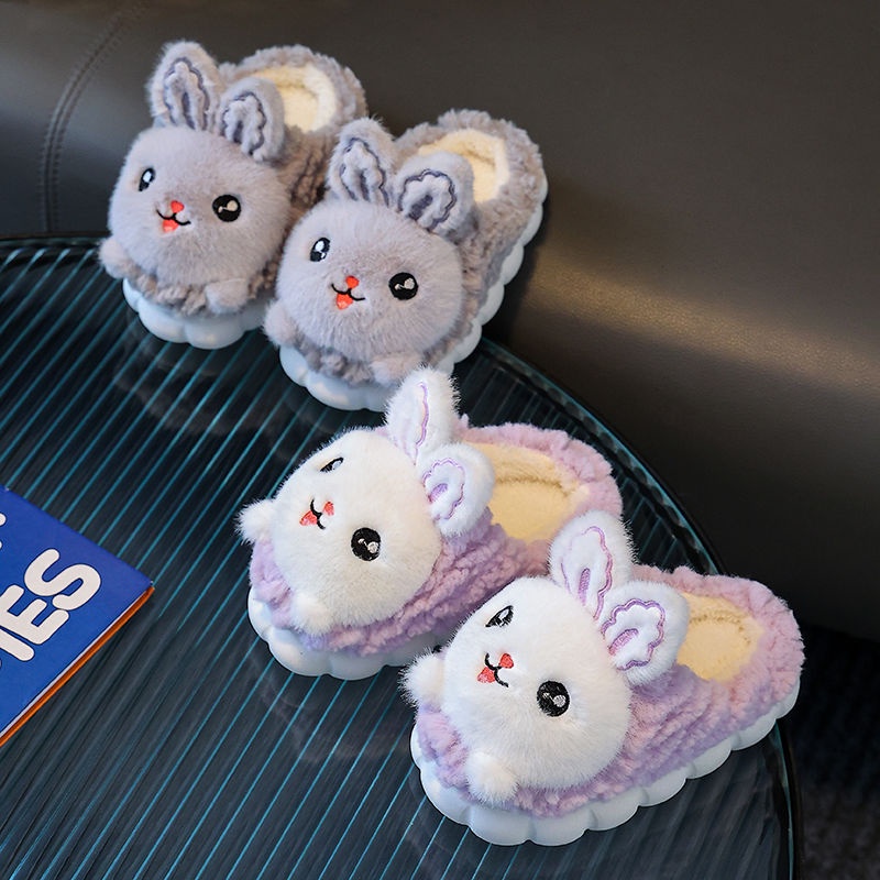 ~ Dép Bông Đi Trong Nhà Chống Trượt Giữ Ấm Mùa Thu Đông Cho Bé Gái