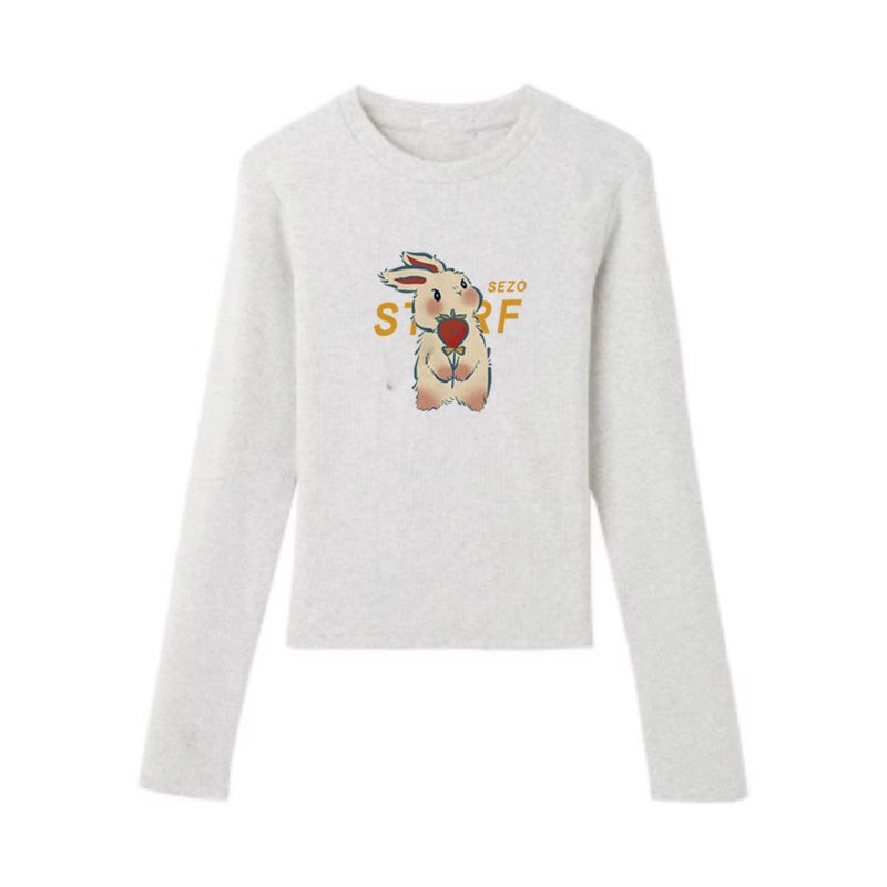 Áo Thun cotton Tay Dài Cổ Tròn Ôm Dáng Thời Trang Xuân Thu Cho Nữ