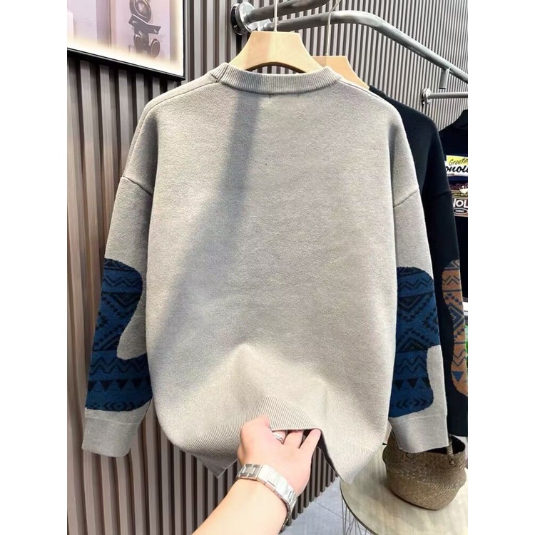 Áo sweater Len Dày Cổ Tròn Dáng Rộng Thời Trang Thu Đông 2023 Phong Cách Mới Cho Nam