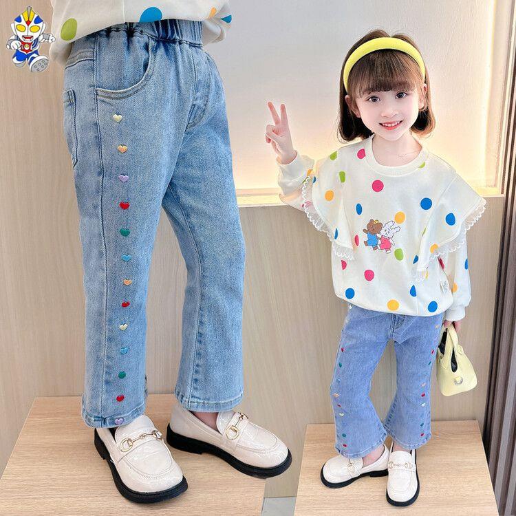 Quần jeans Ống Loe Phong Cách Thời Trang Xuân Thu Mới 2023 Dành Cho Bé Gái