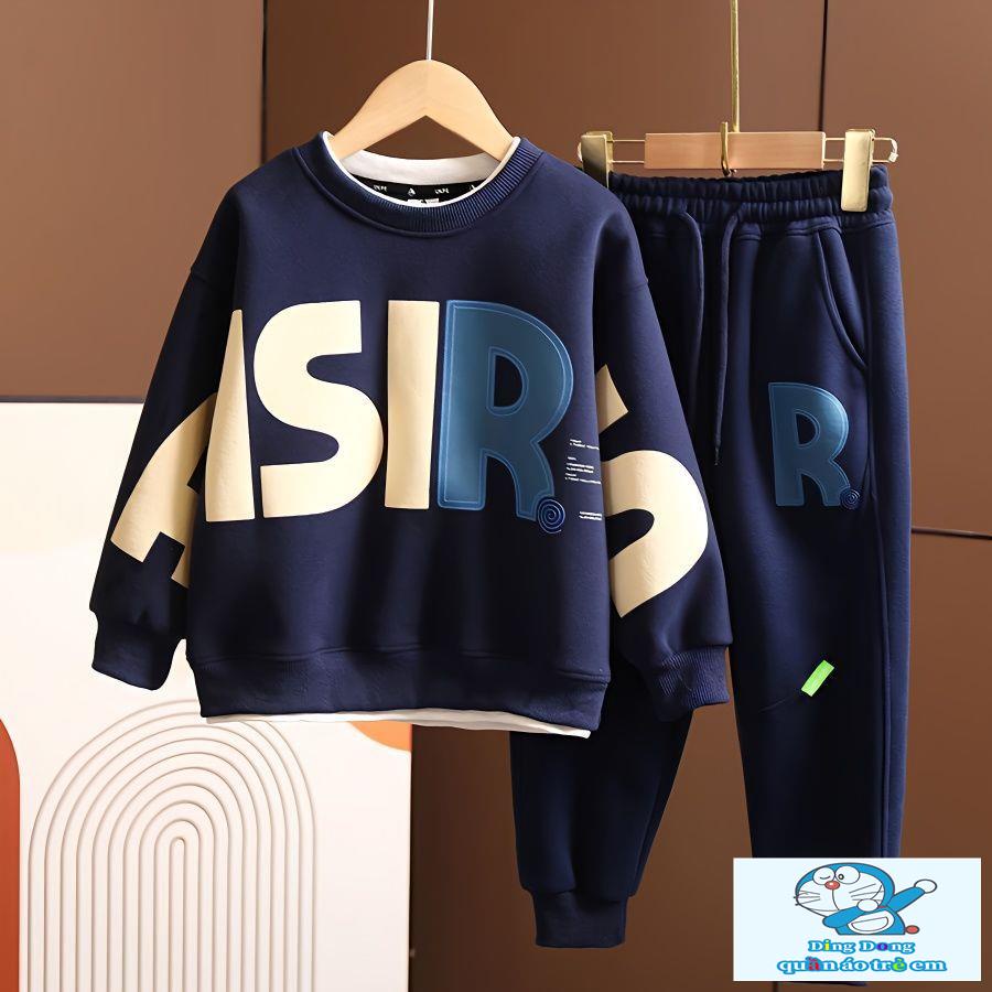 Bộ Đồ Thời Trang Mùa Thu Hai Món Áo Sweater Dáng Rộng Phong Cách Mới Cho Bé Trai