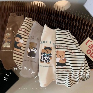 Hàng mới về mới áo thun tay dài cổ lọ in hình gấu dễ thương cho bé