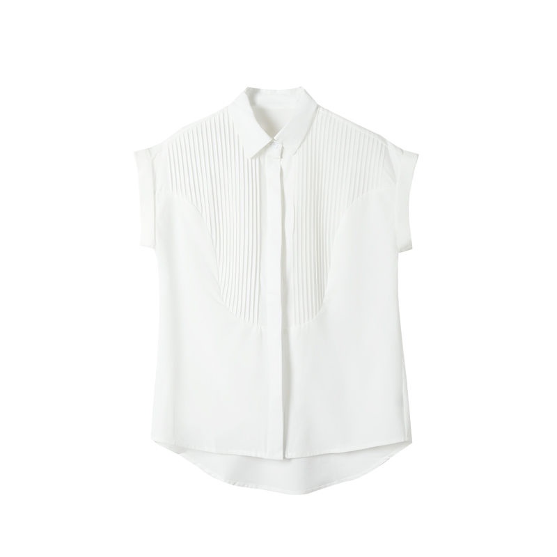 ❤❤Áo Sơ Mi chiffon Tay Ngắn Dáng Rộng Xếp Ly Thời Trang Chuyên Nghiệp Cho Nữ❤9.12