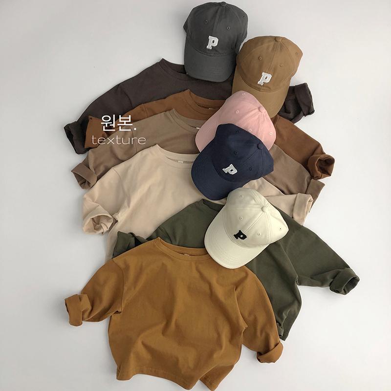 Áo Thun cotton Nguyên Chất Tay Dài Màu Kaki Phong Cách Hàn Quốc Thời Trang Xuân Thu Hàng Mới Dành Cho Nam Nữ