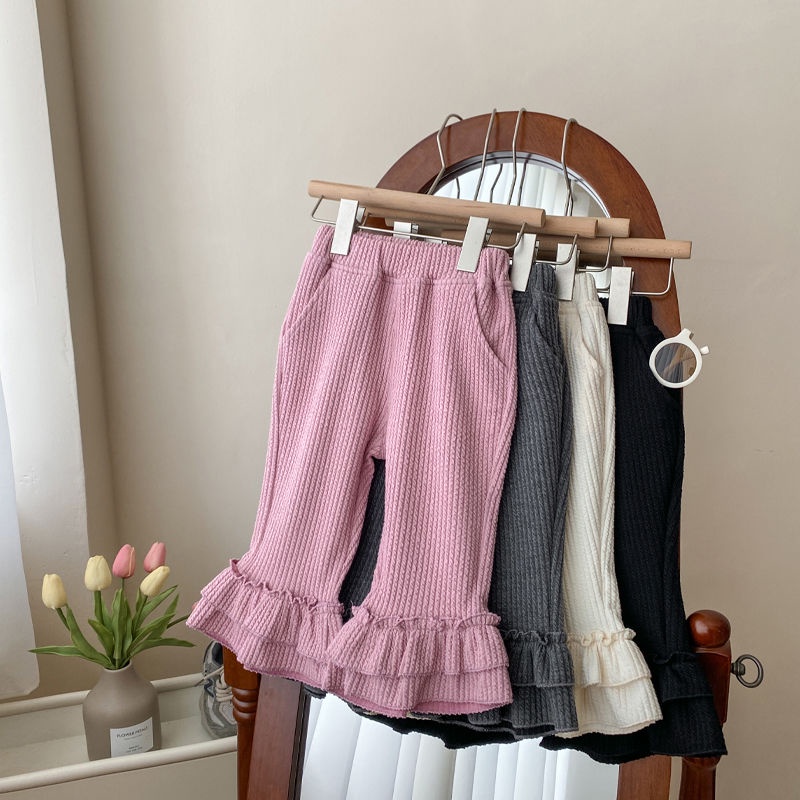 Quần Legging cotton Họa Tiết Kẻ Sọc Hợp Thời Trang Thu Đông Cho Bé Gái