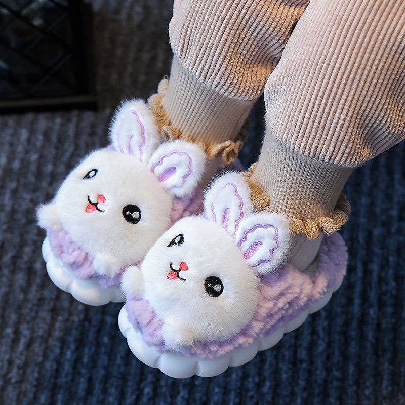 ~ Dép Bông Đi Trong Nhà Chống Trượt Giữ Ấm Mùa Thu Đông Cho Bé Gái