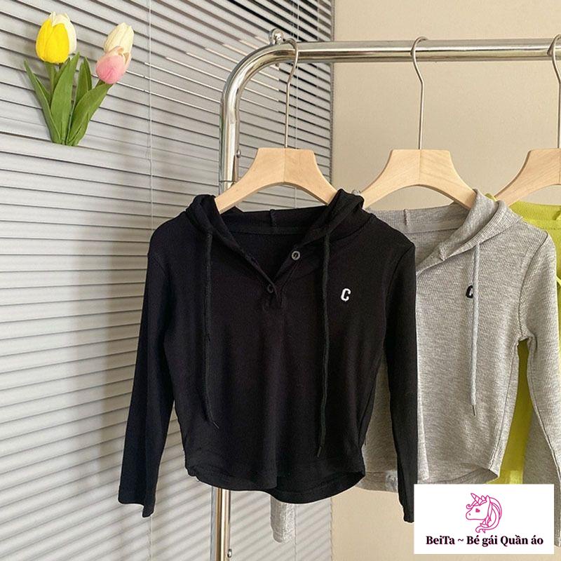 Áo Hoodie Tay Dài Màu Trơn Phong Cách Hàn Quốc Thời Trang Mùa Thu Mới Cho Bé Gái