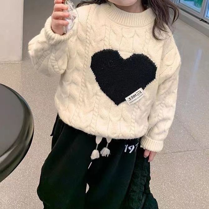 Áo sweater Dệt Kim Tay Dài Phong Cách Hàn Quốc Thời Trang Xuân Thu Xinh Xắn Cho Bé Gái