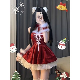 [độc đáo đầm nhung đỏ ôm eo quyến rũ ước giáng sinh thu đông cho nữ