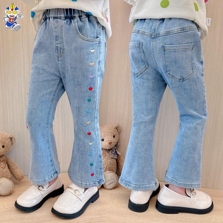 Quần jeans Ống Loe Phong Cách Thời Trang Xuân Thu Mới 2023 Dành Cho Bé Gái
