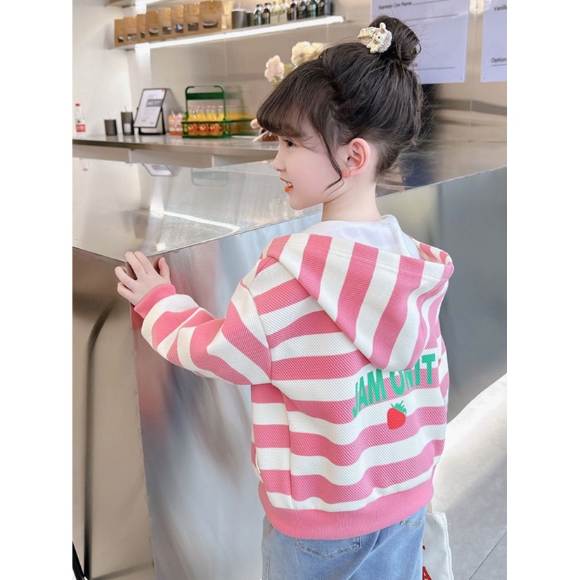 Áo Khoác cardigan Họa Tiết Kẻ Sọc Thời Trang Xuân Thu Phong Cách Mới Cho Bé Gái