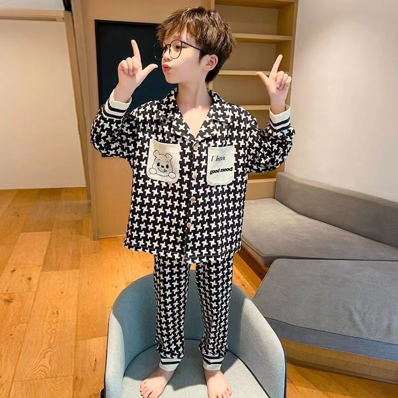 Bộ Đồ Ngủ Tay Dài Phong Cách Thời Trang cardigan Mới Dành Cho Bé Trai