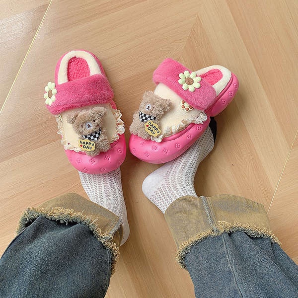 Dép Bông Đi Trong Nhà Hình Gấu Hoạt Hình Dễ Thương Thời Trang Thu Đông 2023 Cho Nữ
