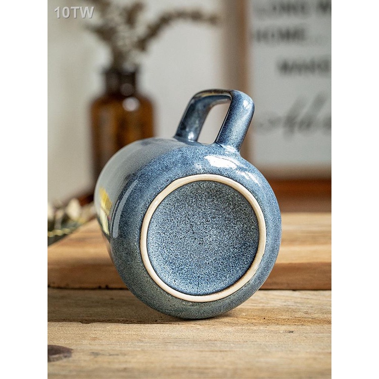 Cốc Uống Nước Bằng Gốm Sứ 700ml Màu Xanh Dương Nhạt Phong Cách retro