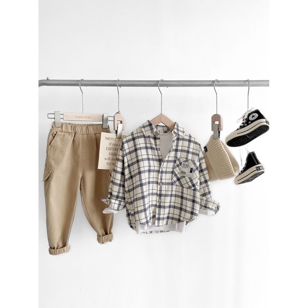 Hàng Mới Về Mới Áo Sơ Mi Dài Tay Họa Tiết Kẻ Ô Phong Cách Mới 2023 Cho Bé Trai