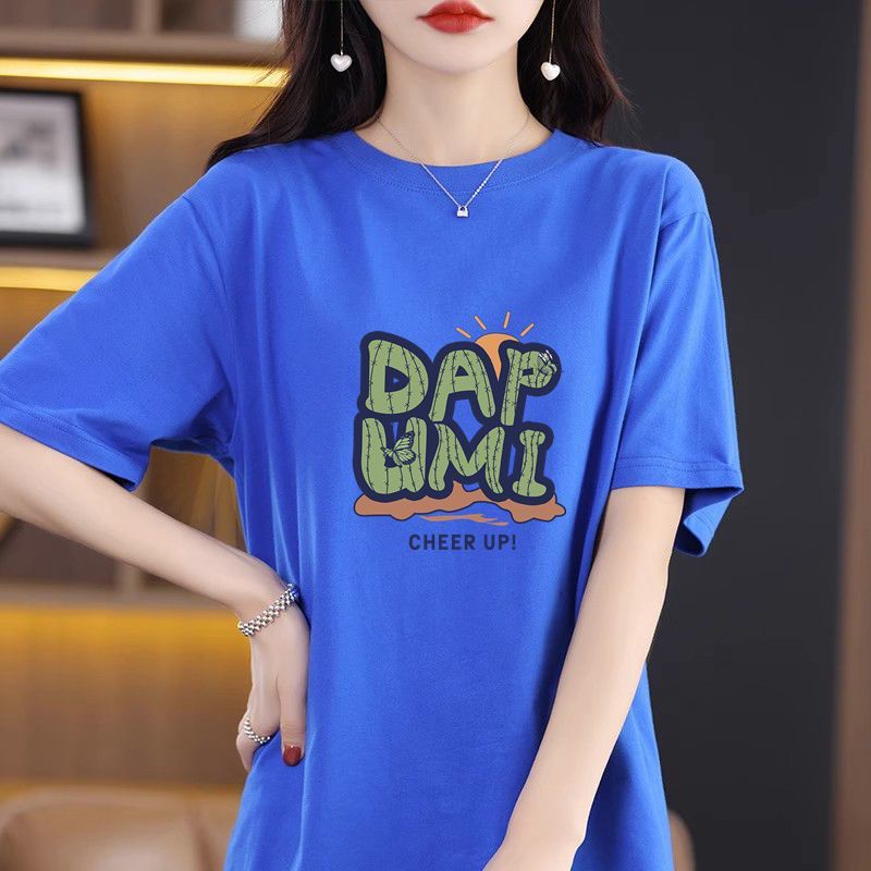 Áo Thun Tay Ngắn Dáng Rộng Chất Liệu cotton Thời Trang Mùa Hè Phong Cách Hàn Quốc Cho Nữ mi