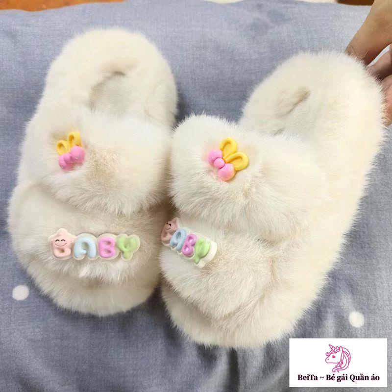 Dép Bông cotton Giữ Ấm Mùa Thu Đông Phong Cách Mới Dành Cho Mẹ Và Bé Gái