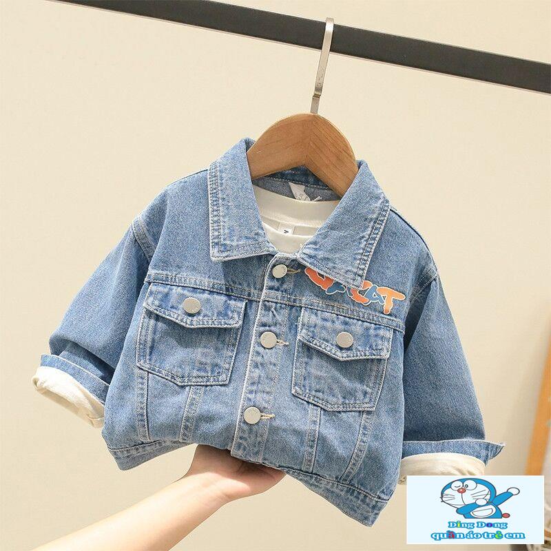 Áo Khoác denim Phong Cách Thời Trang Xuân Thu Mới Cho Bé Trai Và Gái