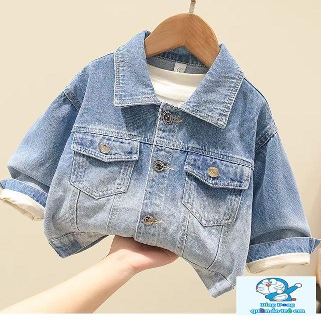 Áo Khoác denim Phong Cách Thời Trang Xuân Thu Mới Cho Bé Trai Và Gái