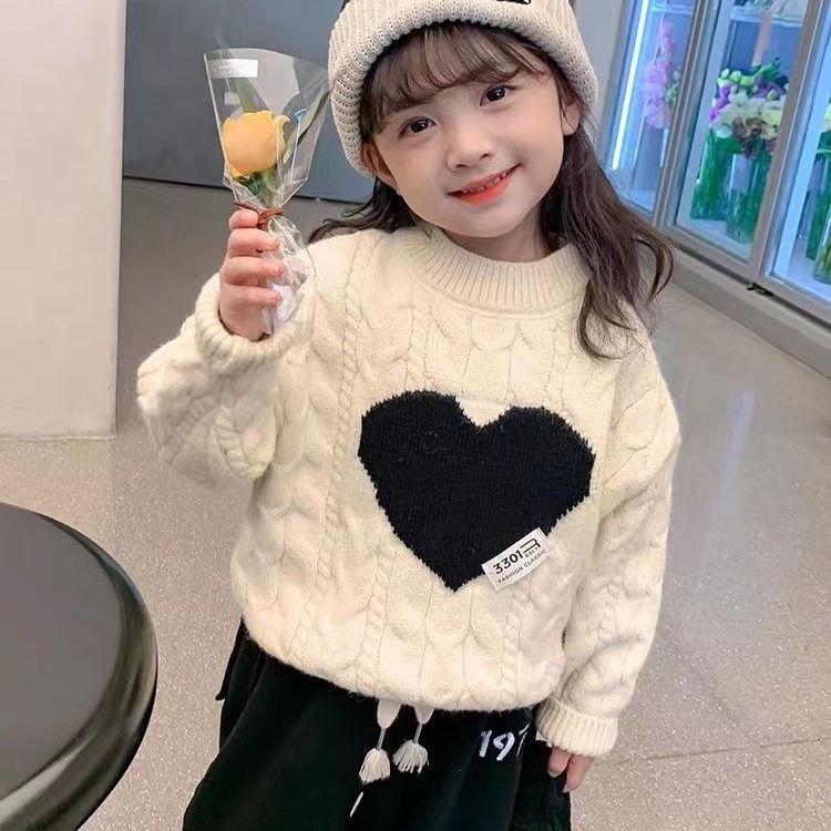 Áo sweater Dệt Kim Tay Dài Phong Cách Hàn Quốc Thời Trang Xuân Thu Xinh Xắn Cho Bé Gái