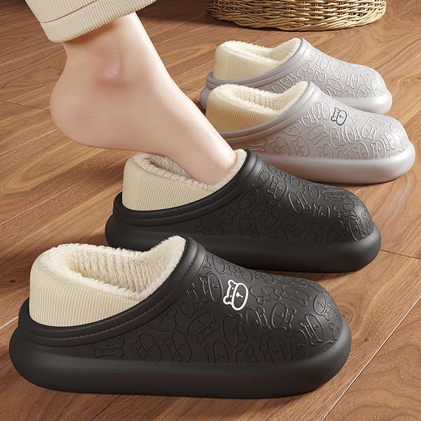Dép Bông cotton Đế Dày Chống Trượt Chống Thấm Nước Thời Trang Mùa Đông Cho Nam
