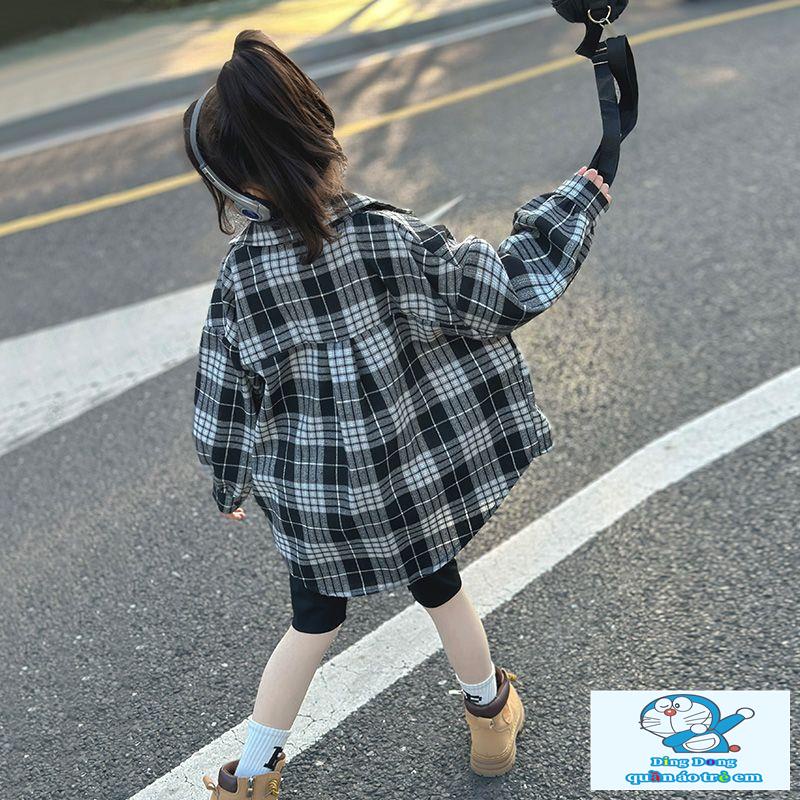Hàng Mới Về Áo Sơ Mi Caro Thời Trang Xuân Thu 2023 Cho Bé Gái
