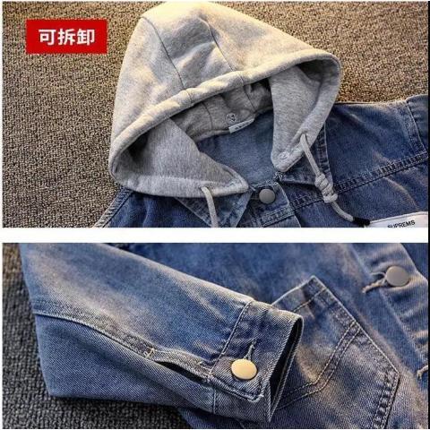 Hàng Có Sẵn ~  Áo Khoác denim Có Mũ Trùm Phong Cách Mới Hợp Thời Trang Xuân Thu Dễ Phối Đồ Cho Bé Trai