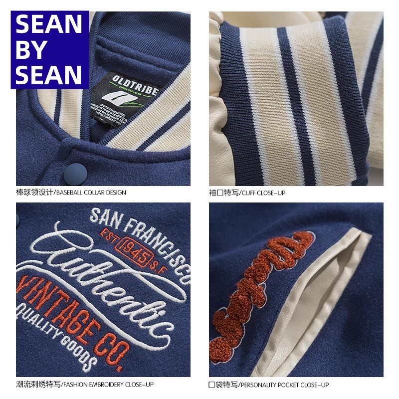 Áo Khoác Bóng Chày Thêu Họa Tiết Phong Cách Mỹ Thời Trang Xuân Thu Cho Nam