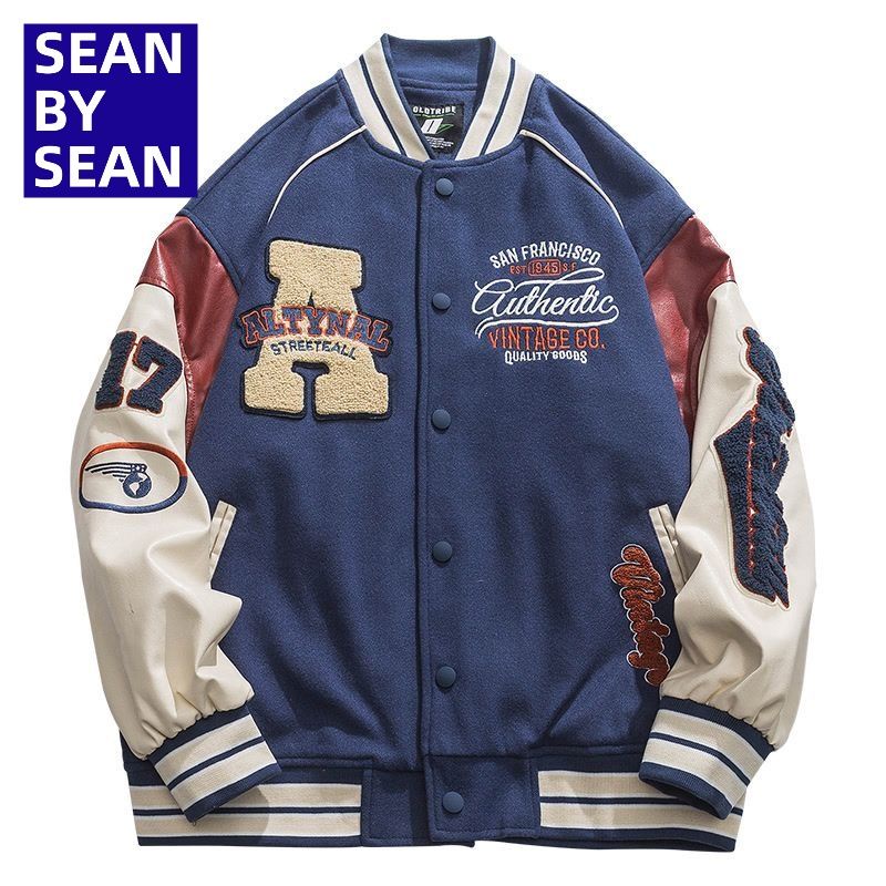 Áo Khoác Bóng Chày Thêu Họa Tiết Phong Cách Mỹ Thời Trang Xuân Thu Cho Nam