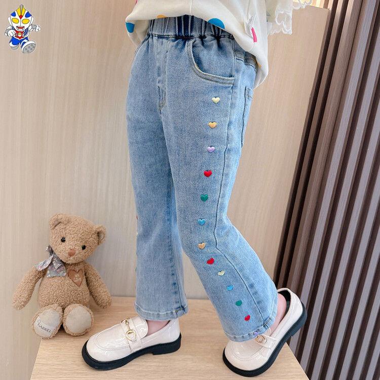 Quần jeans Ống Loe Phong Cách Thời Trang Xuân Thu Mới 2023 Dành Cho Bé Gái