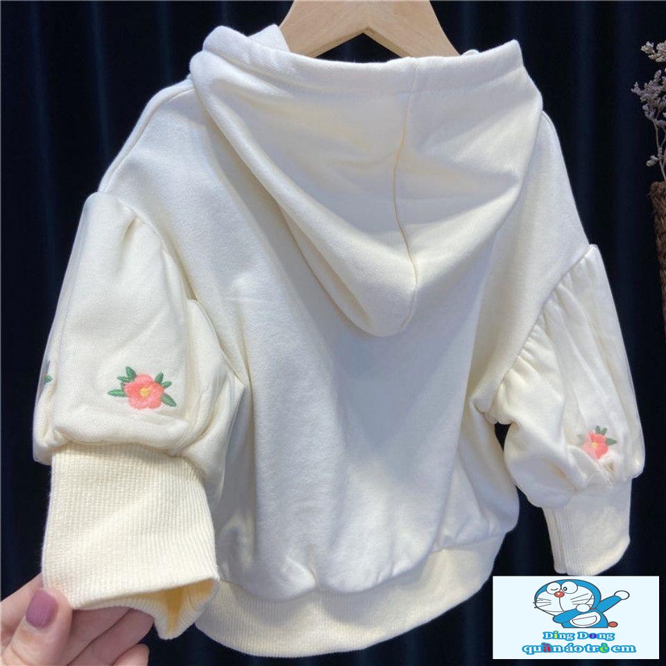 ~ Áo sweatshirt Có Mũ Trùm Tay Phồng Bằng Lông Cừu Phong Cách Hàn Quốc Hợp Thời Trang Mùa Xuân Mới Dành Cho Bé Gái