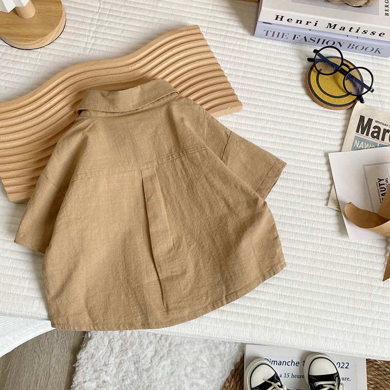 M & h ~  Áo Sơ Mi Ngắn Tay Phong Cách Hàn Quốc Mới 2023 Cho Bé Trai