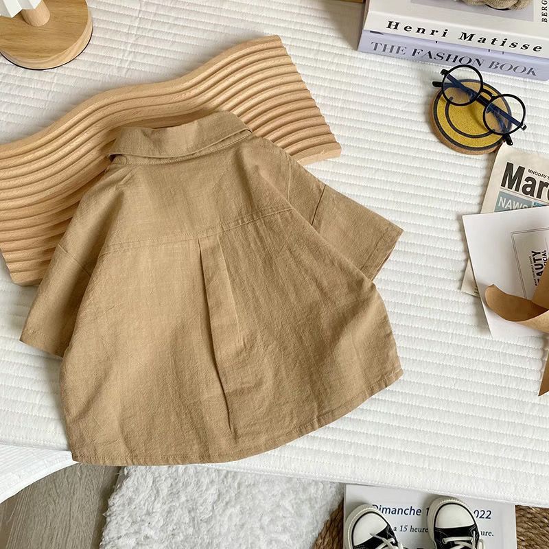 M & h ~  Áo Sơ Mi Ngắn Tay Phong Cách Hàn Quốc Mới 2023 Cho Bé Trai