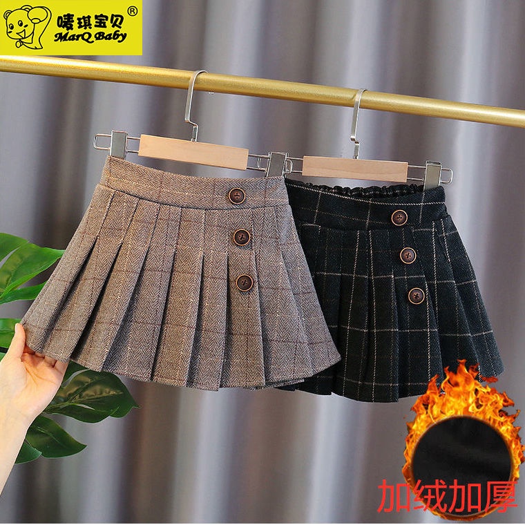 Hàng Có Sẵn ~  Chân Váy Xếp Ly Kẻ Sọc Caro Phong Cách Phương Tây Cỡ Lớn Thời Trang Thu Đông Dành Cho Bé Gái