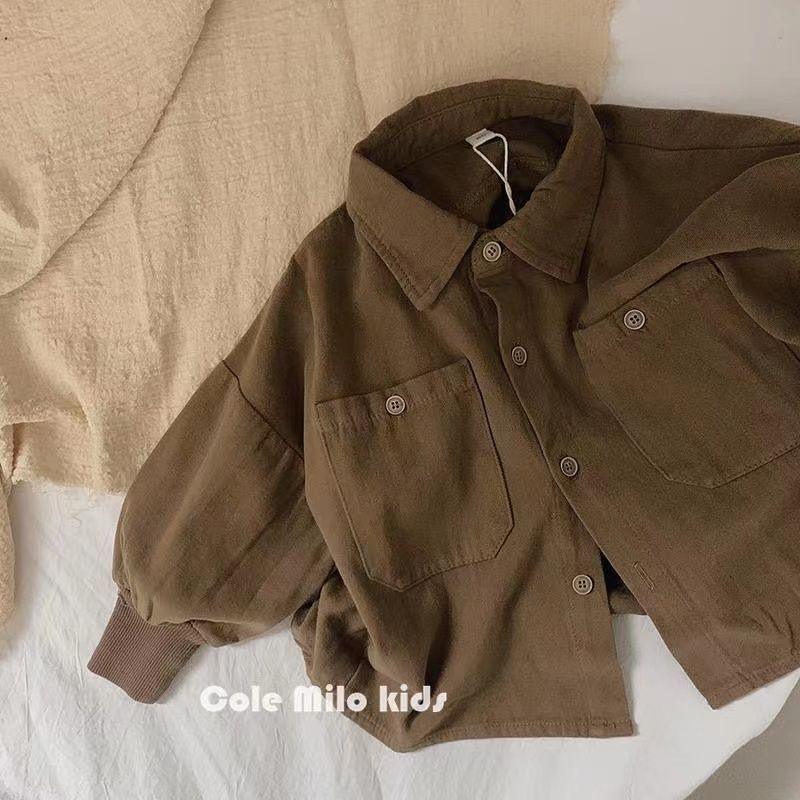 Hàng Mới Về Mới Áo Sơ Mi Tay Dài Phong Cách retro Dành Cho Bé Trai