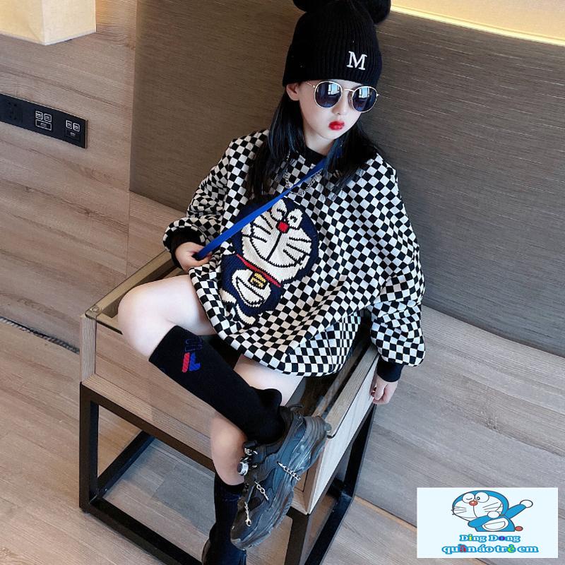 ~ Áo sweatshirt Mỏng Họa Tiết Caro Phong Cách Hàn Quốc Thời Trang Thu Đông Kích Thước Vừa Lớn Cho Bé Gái