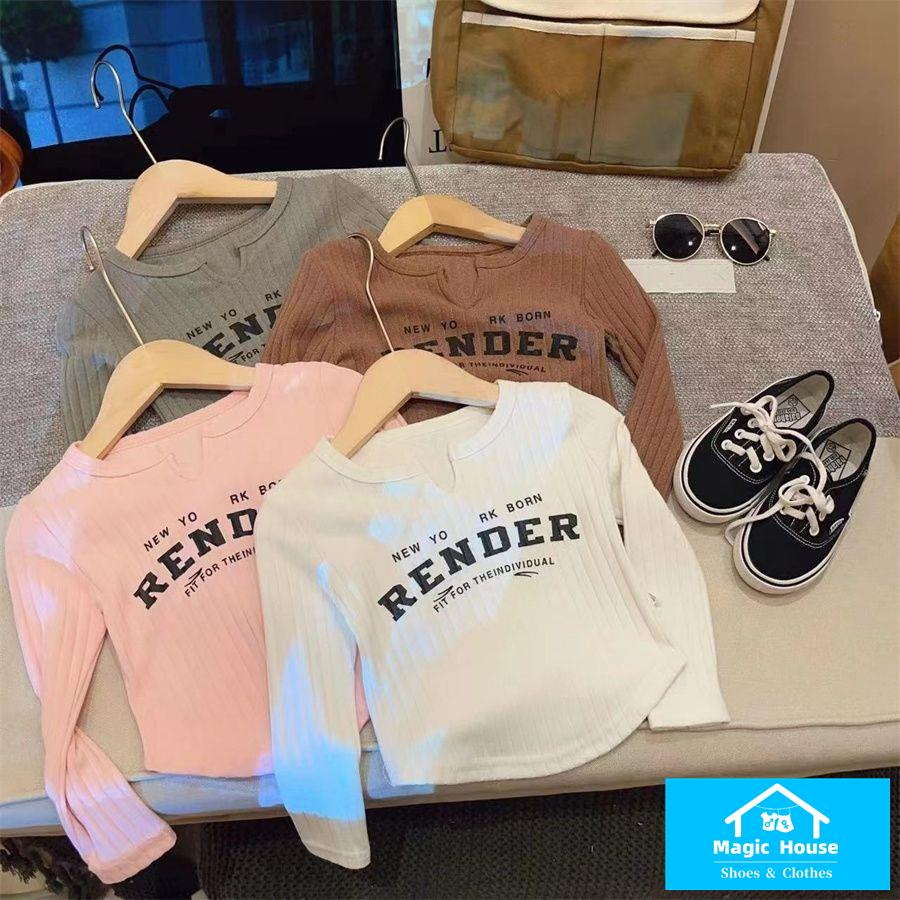 Áo Thun Tay Dài In Chữ Phong Cách Thời Trang Mùa Thu Mới Cho Bé Gái