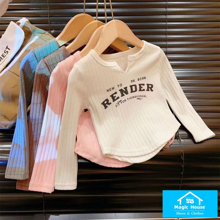 Áo Thun Tay Dài In Chữ Phong Cách Thời Trang Mùa Thu Mới Cho Bé Gái