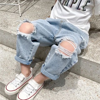Quần jeans Rách Dáng Rộng Thời Trang Xuân Thu Cho Bé Trai