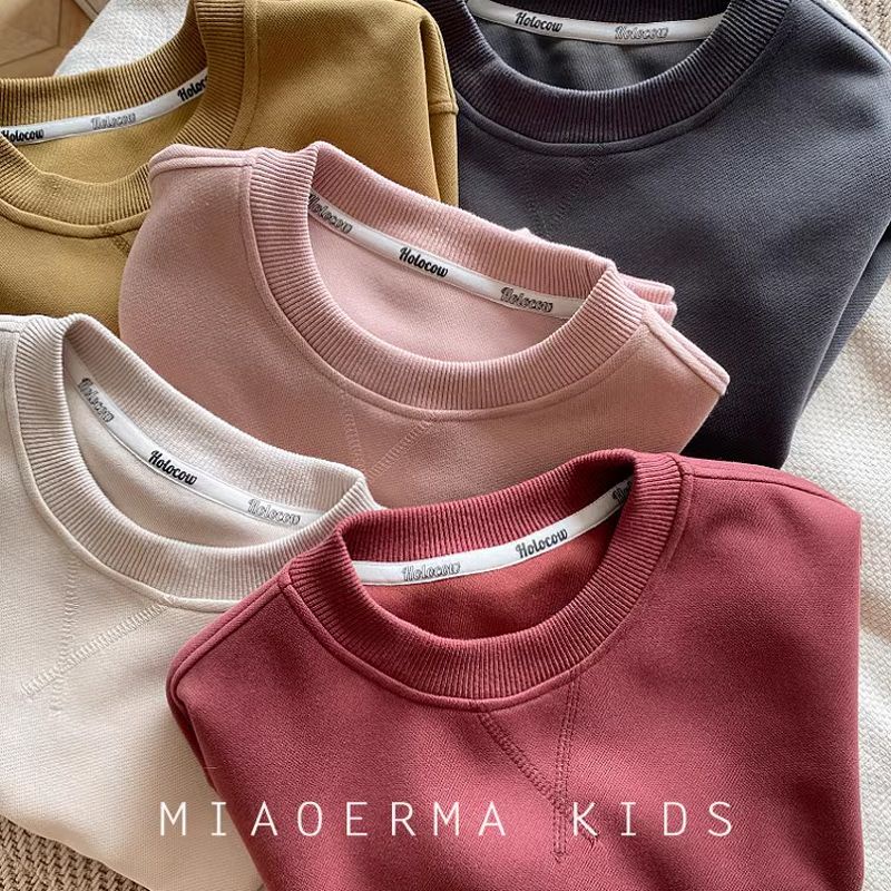 Áo Sweater Màu Trơn Phong Cách Thời Trang Xuân Thu Hàng Mới Dành Cho Bé Trai Và Bé Gái