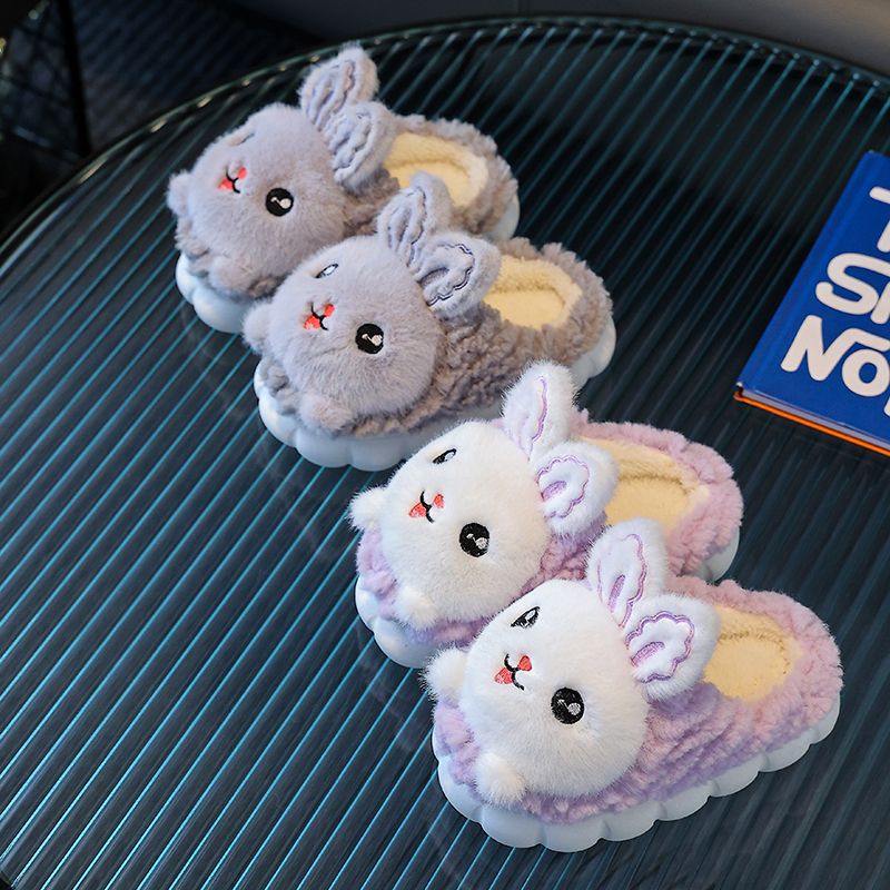 ~ Dép Bông Đi Trong Nhà Chống Trượt Giữ Ấm Mùa Thu Đông Cho Bé Gái