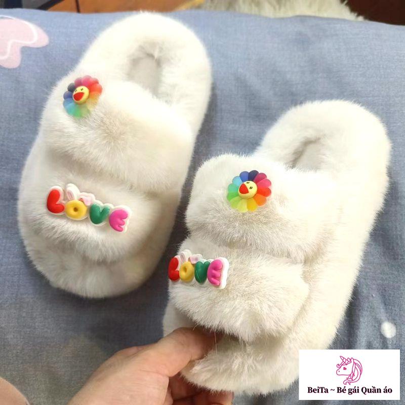 Dép Bông cotton Giữ Ấm Mùa Thu Đông Phong Cách Mới Dành Cho Mẹ Và Bé Gái