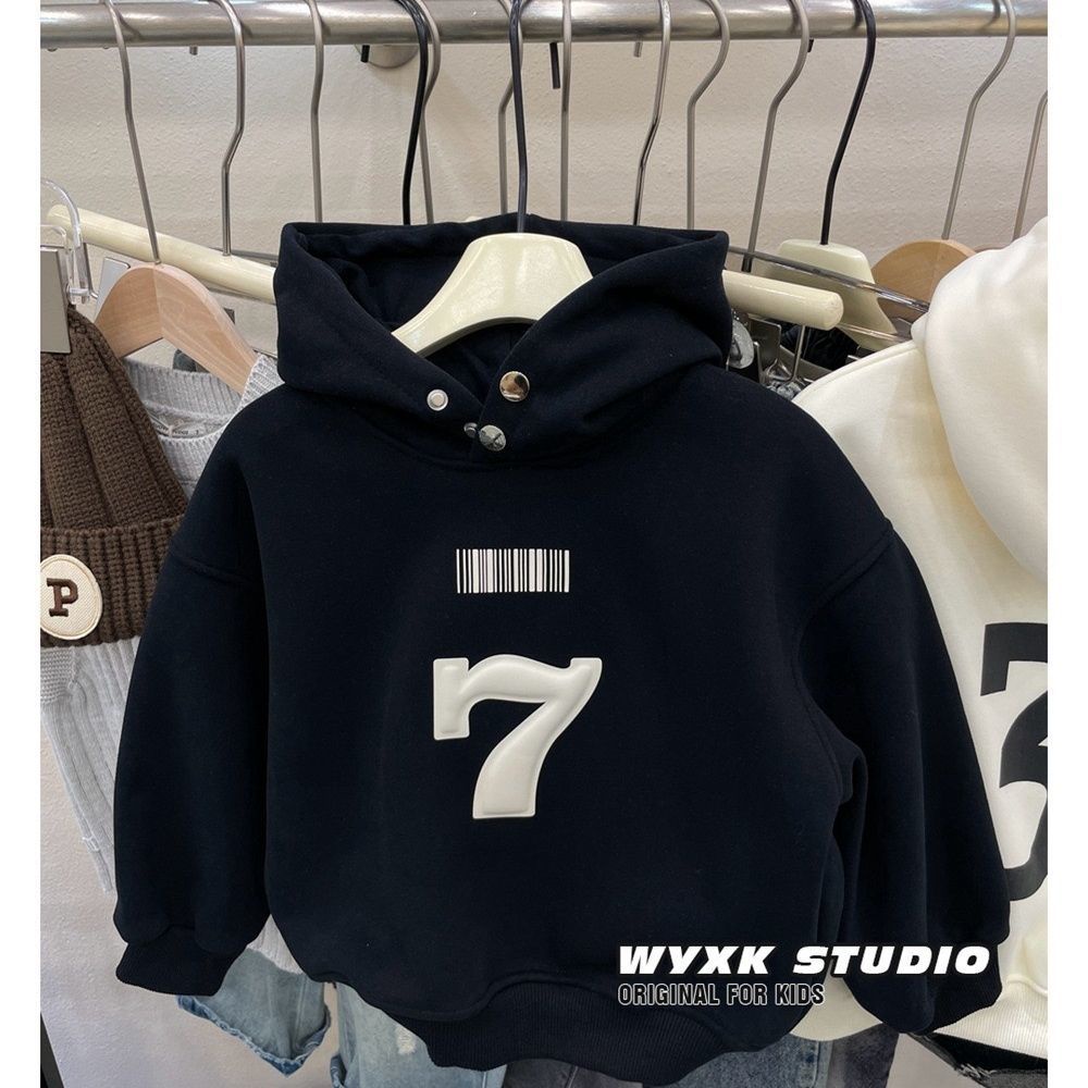 Áo sweatshirt Có Mũ Lót Lông Cừu Ba Chiều In Họa Tiết Phong Cách Mới Dành Cho Bé Trai