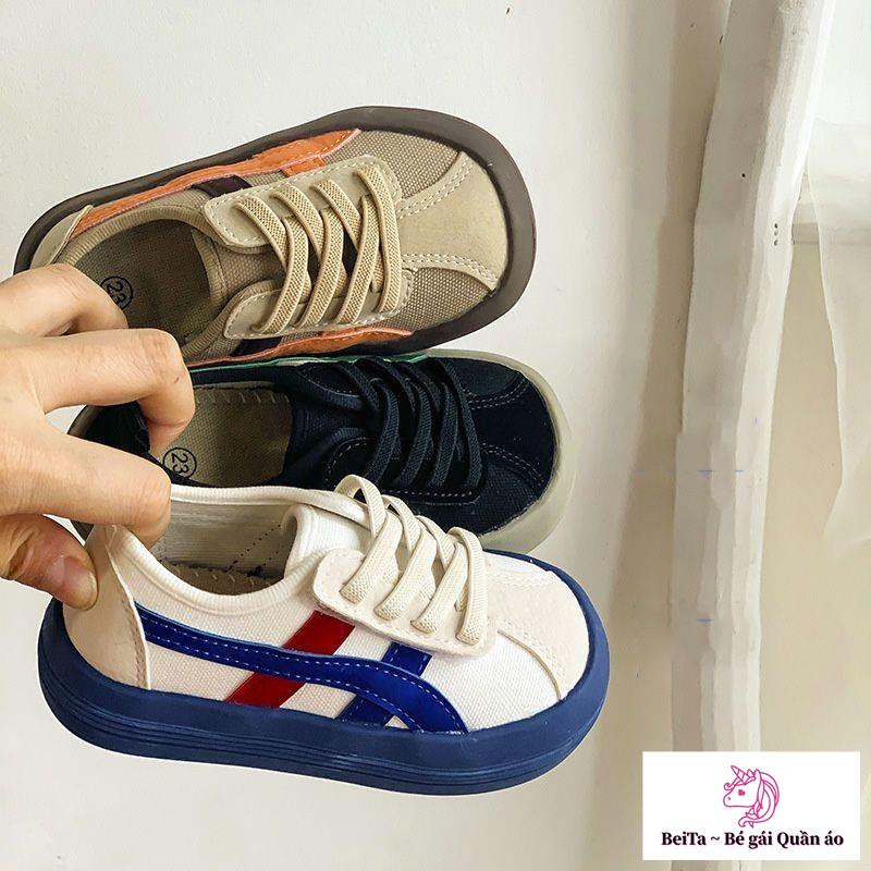 Giày Thể Thao Vải canvas Đế Mềm Khóa Dán Kiểu Hàn Quốc Thời Trang Xuân Thu Cho Bé Mẫu Giáo