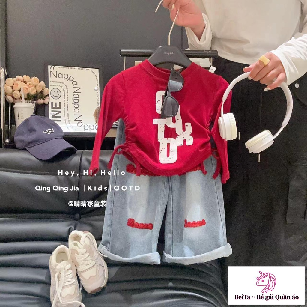 Áo Thun cotton Tay Dài Phong Cách Hàn Quốc Thời Trang Xuân Thu Mới Cho Bé Gái