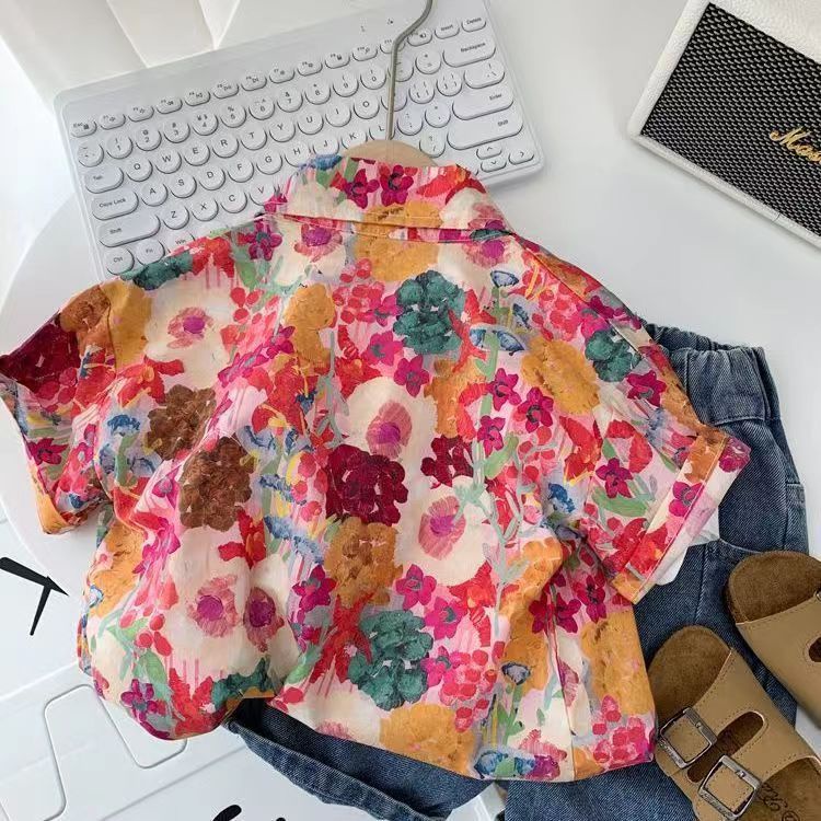 M & h ~  Áo Sơ Mi Ngắn Tay Họa Tiết Hoạt Hình Phong Cách Mới Năm 2023 Cho Bé Trai