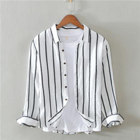 Áo Sơ Mi Nam Dài Tay Sọc Dọc 20% Thời Trang Nhật Bản