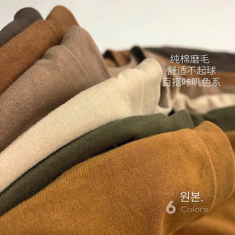 Áo Thun cotton Nguyên Chất Tay Dài Màu Kaki Phong Cách Hàn Quốc Thời Trang Xuân Thu Hàng Mới Dành Cho Nam Nữ